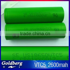 2016 Goldberg Hot Sale 3.7V 2600mah Li-ion Battery Cylindrical Rechargeable 18650 Vct5 Battery thumbnail-1