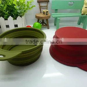 Silicone Collapsible Dog Travel Bowl With a Handle thumbnail-1