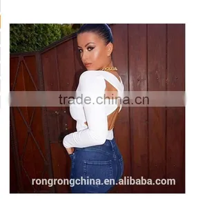 Women V-neck Stretch Bodysuit Sexy Jumpsuit Tops thumbnail-4