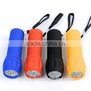Super Bright Promotion Mini 9 LED Flashlight With Rubber Coating for Outdoor Camping Use AAA Battary Mini 9 Leds Lamp thumbnail-5