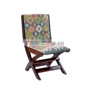Natural Furnish Wooden Upholstery Folding Chair thumbnail-2