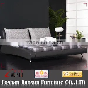 3083 Black Leather Sofa Bed German Sofa Bed Modern Luxury Beds thumbnail-1