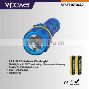 2AA 3LED Rubber Flashlight thumbnail-1