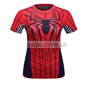 Women Superhero Comics Casual Cycling T Shirts Short Sleeve Jersey Compression Tight Tee thumbnail-1