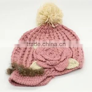 100% Acrylic Winter Knitted Hats With Pompoms thumbnail-6