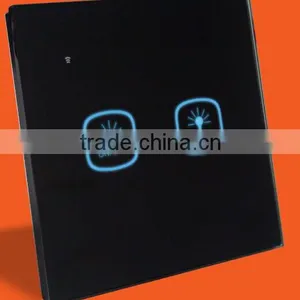 Beautiful LED Panel Touch Switch Wall Switch 2gangs Tempered Glass thumbnail-1