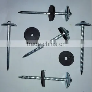 Twisted Shank Galvanized Umbrella Head Roofing Nail ( 2 -1/2" x 9mm ) With Plastic Washer Boa Sorte Trade Ssurance Sinolink Quality Choice thumbnail-1