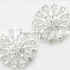Silver Round Metal Shank Button With Rhinestones RNK1293 thumbnail-4