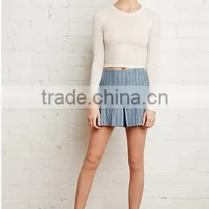 2015 New Apparel Designs Fashion Pleated Denim Shorts for Women thumbnail-2