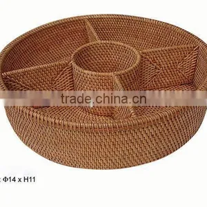 Candy & Fruit Round Rattan Tray With Dividers Hot New Product for 2015 thumbnail-1