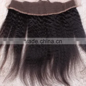Virgin Natural Color Kinky Straight Ear to Ear Lace Frontal Closure 13x4 thumbnail-1