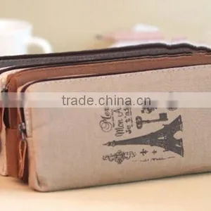 Retro Pen Case Canvas Paris Cosmetic Makeup Zipper Bag Pencil Coin Purse Pouch thumbnail-3