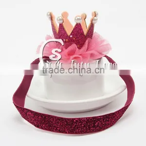 New Fashion Crystal Rhinestone Floral Tiara Crown With Elestic Glitter Ribbon Hair Band thumbnail-2