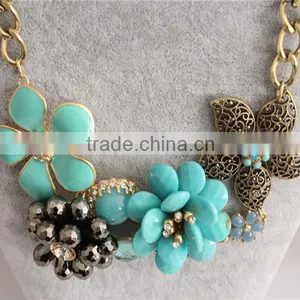 Crystal Jewelry Necklace, Flower Choker Necklace, Fashion Necklace Gold Necklace thumbnail-4