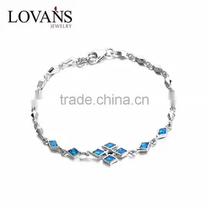 925 Sterling Silver Blue Opal Bracelet For Men Fine Jewelry SBI182W thumbnail-1