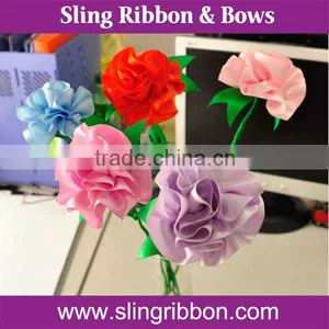 Beautiful Satin Ribbon Flower Handmade Carnation As Mother's Day Gift thumbnail-1