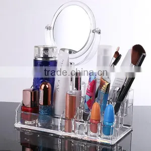 Lucite Cosmetic Storage Acrylic Organizer With Two-sided Mirror thumbnail-2