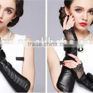 Sexy Lace Girls Long Gloves Leather Fur Girls Long Gloves thumbnail-6