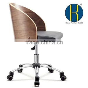 Modern Home Walnut Wood Furniture Plywood Leather Office Dining Chair HY2006 thumbnail-1