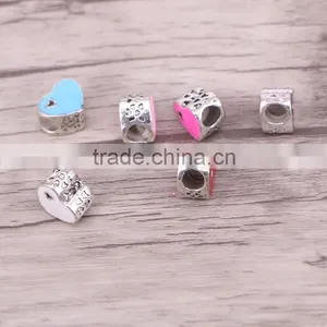 5.0mm Hole Spacer Beads Red European Heart Shaped Big Hole Charm Beads For Bracelet & Necklace Making thumbnail-2