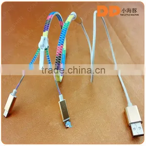 Get Free Sample Long Length Colorful Zipper Usb Cable 2 in 1 Metal Connector thumbnail-2