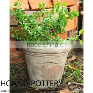 Round Terracotta Pot Outdoor - Vietnam Pottery Manufacturer thumbnail-1