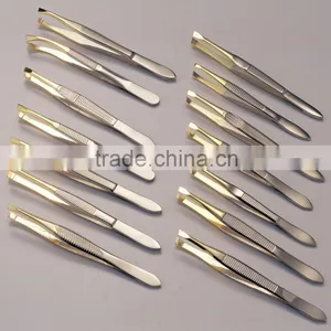 Gold and Nickel Plating Eyebrow Tweezer/Stainless Steel Tweezers thumbnail-1