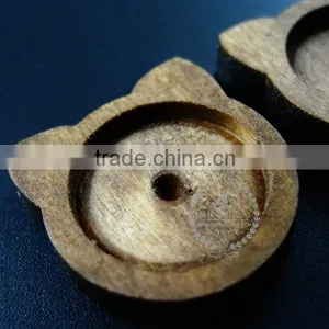 18mm Setting Size Vintage Style Natual Log Wood Cat Round Bezel Pendant Setting DIY Findings Supplies 1411131 thumbnail-3