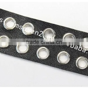 High Quality 3.3cm Width Black Leather Eyelet Trims for Shoes Wholesale thumbnail-5