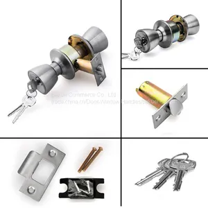 Door Hardware Ss201 Door Knob Ball Lock in Satin Nickel for Privacy thumbnail-1