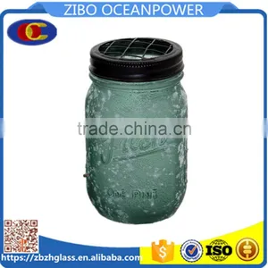 Frosted Glass Vase With Mesh Lid thumbnail-1