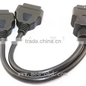 OBD2 Splitter Y Cable, J1962M to 2 J1962F, 1 Male to 2 Female, 1ft thumbnail-1