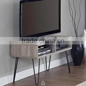 Sonoma Oak Dinish With Gunmetal Gray Metal Legs Retro TV Stand thumbnail-1