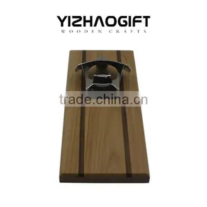 Wood Wall Plaque Beer Bottle Opener With Magnetic Cap Catcher thumbnail-2