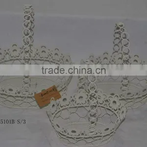Round Metal Gift Basket With a Handle for Wedding Decoration thumbnail-1