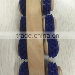 High Quality 8 Wooden Roller Rolling Ball Wheel Massager Slimming Care Fitness Massage Tool thumbnail-1
