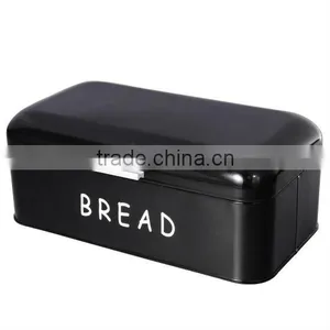CURVED STEEL ROLL TOP BREAD BIN KITCHEN FOOD STORAGE BLACK BOX thumbnail-4