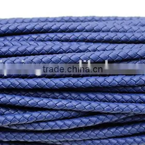 5mm Round Real Braided Leather Cord Various Color for Option for Making Jewelry Bracelet thumbnail-1