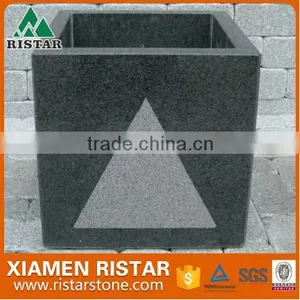 Cheap Black G654 Granite Stone Flower Pot for Garden thumbnail-1