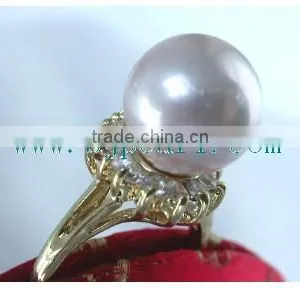 White South Sea Pearl With Gold Ring Diamond Ring thumbnail-2