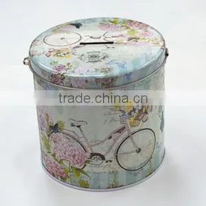 2016ML-3154 Hot Sale Round Coin Box Change Ban Piggy Ban Metal Coin Tin Case With a Lock Catch thumbnail-1