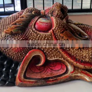 Hand Crafted Wooden Mask of Demon Wall Hanging Made In Nepal thumbnail-2