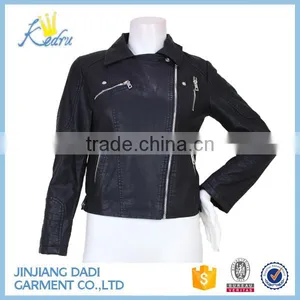 2016 Wholesale Women Motocycle Jacket Cool Fashion PU Leather Jacket for Women thumbnail-1