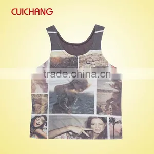 Wholesale Heat Transfer/silk Screen Print Polyester/cotton Custom Design Running Sleeveless Shirt Tank Top YDBX-079 thumbnail-3