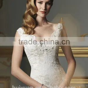 Sexy Deep v Neck Strap Full Lace Ball Gown Wedding Dress Robe de Mariage thumbnail-2