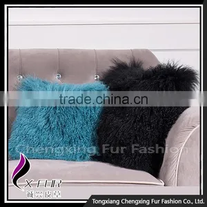 CX-D-04F Newest Mongolian Sheep Lamb Fur Pillow Cover thumbnail-1