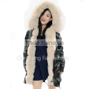 CX-G-P-03C Latest Genuine Raccoon Fur Lined Fashion Fur Parka With Fur Hood thumbnail-1
