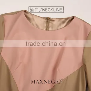 Latest Design Fashion Contrast Color Ladies High Quality Elegant Long Sleeve and Maxi Evening Dress 2016 thumbnail-6