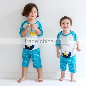New Arrival 2017 Cotton Fashion Kids Wholesale Children's Clothing Boutique Baby Summer Clothes Family Kids Pajamas thumbnail-2