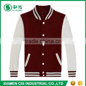 Wholesale Custom Logo Korean Fashion Red and White College Unisex Plain Varsity Jacket thumbnail-3